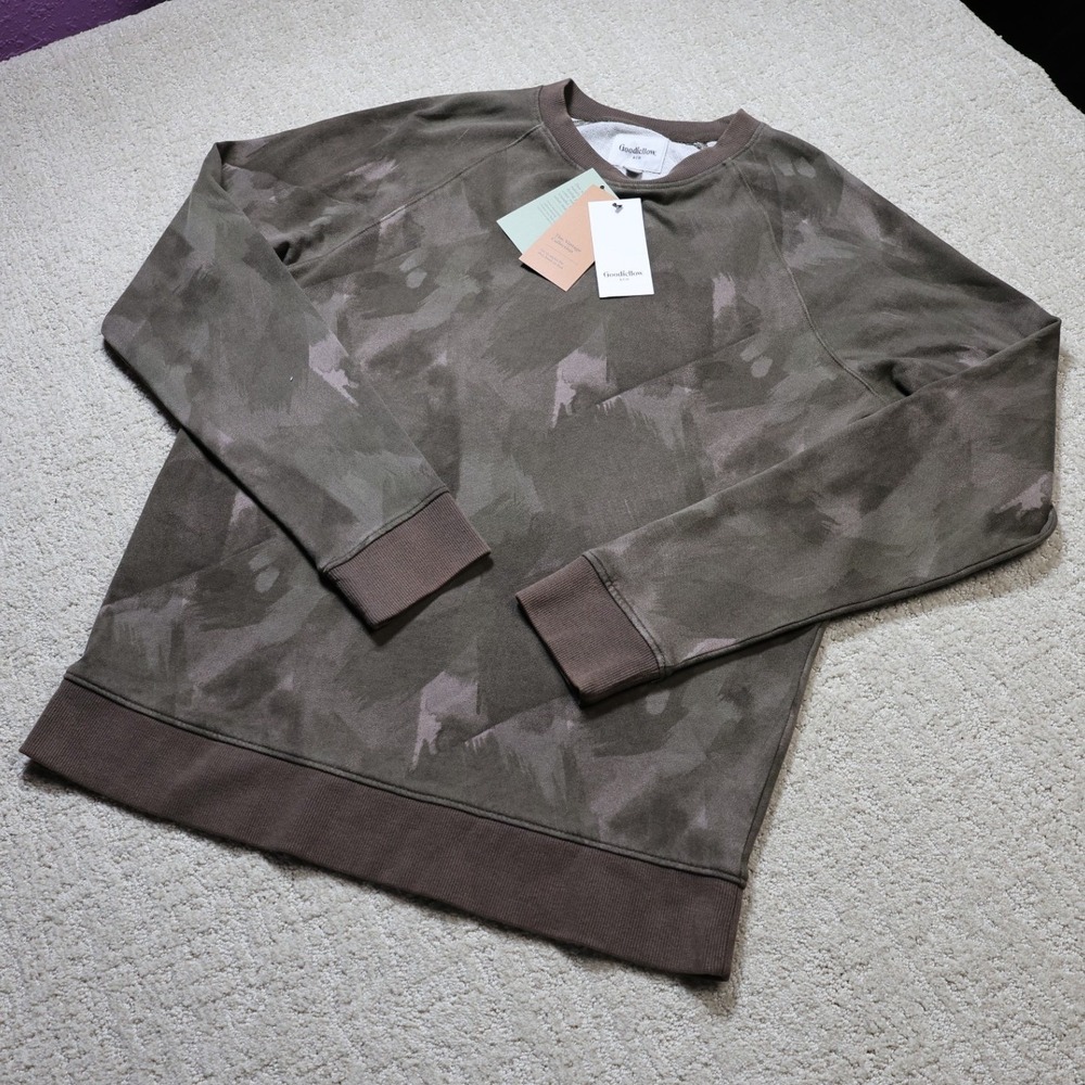 Goodfellow & Co Mens Olive Camo French Terry Crewneck Sweatshirt Medium NWT